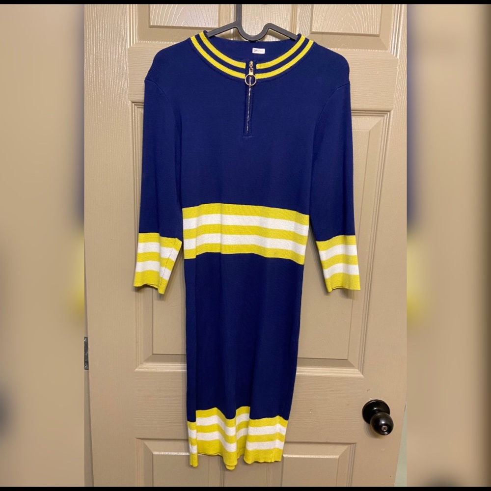 blue and yellow dress